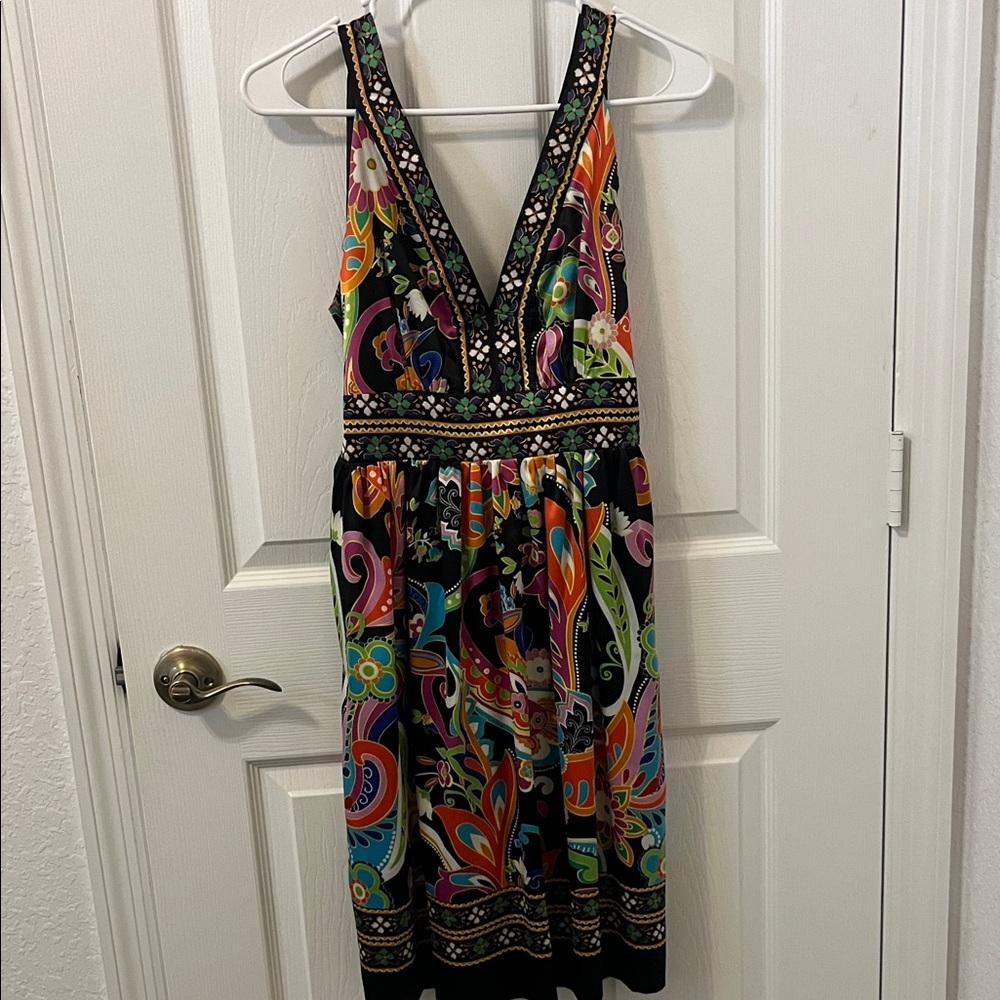 ECI Multicolor Backless V-Neck Dress